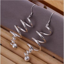 Womens 925 Sterling Silver Twist Spiral 50mm Long Drop Dangle Earrings #E101