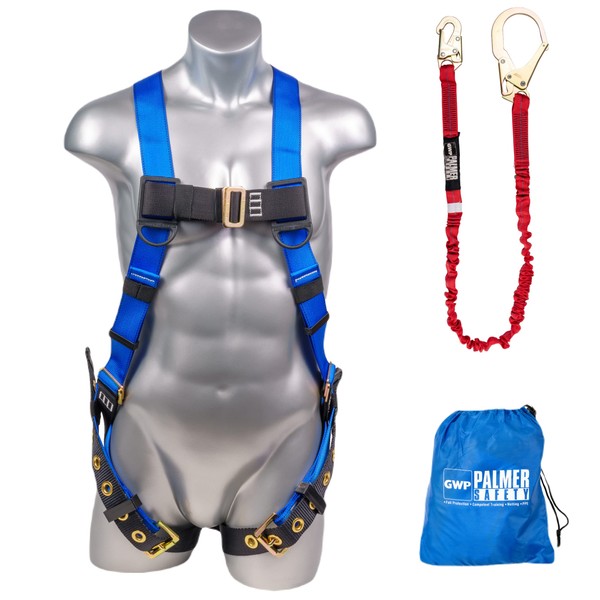Palmer Safety 1D Full Body Safety Harness & 6' Safety