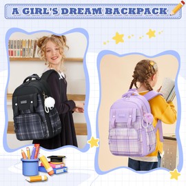 MUSEVOS Girls Backpack, Ideal School Backpack for Girls from Elementary to Teen Years, Kawaii Bookbag Cute Large Capacity