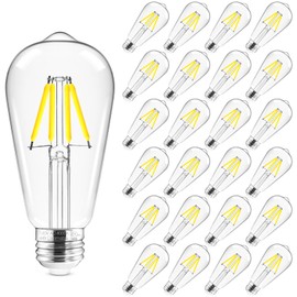 Hizashi LED Edison Bulbs 40 Watt Dimmable, 4000K Cool White E26 LED Bulb, ST58/ST19 Vintage Light Bulbs 95+CRI 4W 450lm, Clear Glass, UL Listed, Pack of 24