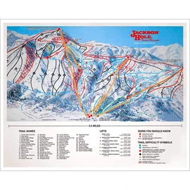 Jackson Hole WY, Ski Area Map Poster, Size 22 x 28 inches