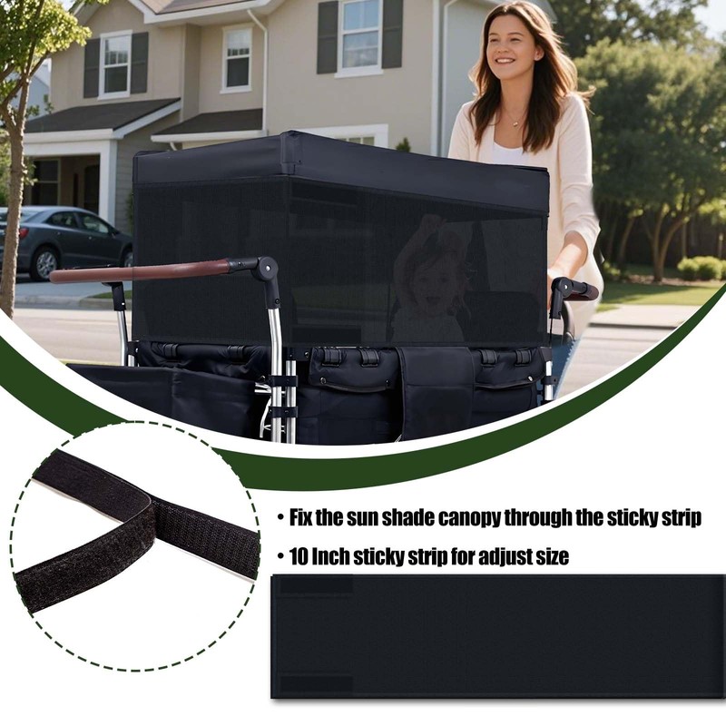 4 Side Breathable Wagon Stroller Sunshade Net Canopy, Adjustable Wagon