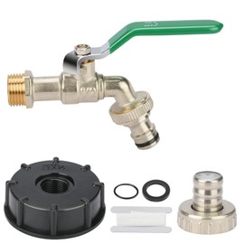 oumuik Tap Ibc Container Tank Adapter 1/2 Inch Thread Connection Brass Hose Connection & Adapter for IBC Rainwater Tanks - Brass / Tap for Water Butt / Tap / Shut-off Valve /