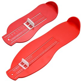 JACMKEON 2Pcs Professional Family Foot Measure Sizer Device Standard Shoe Sizer Child/Adult UK Sizes 2-12 / EU Sizes 18-47 and Kids Shoe Measuring Gauge 6-20cm, Red