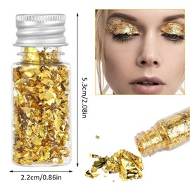 3 Bottles Gold Leaf Flakes, Gold Leaf Flakes, Gold Foil Flakes, Gold Foil Flakes, Gold Leaf for Crafts, Gold Paper for Crafts, DIY Craft Gold Foil Decorative Film for Resin Art, Gold-Plated Nail Art