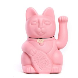Chinesische Glückskatze. Winkende Katze. Maneki Neko viel Glück. PINKE, L (12x9x18cm)