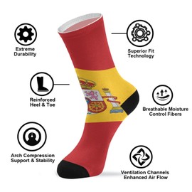 PMAIHNAS Spain Flag Athletic Crew Socks Over the Calf Tube Socks Peformance Cushion For Men Women
