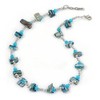 Avalaya Teal Blue Shell Nugget & Light Blue Ceramic Bead