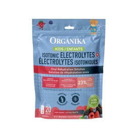 Organika Kids Isotonic Electrolytes - Dehydration Relief and Electrolyte Replenishment Powder For Kids, Berry Flavour, Free from Artificial Preservatives, Sweeteners and Colours - 6.5g x 20 sachets