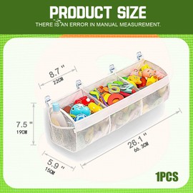 XNBTFK Bath Toy Storage Net with 6 Hooks, White Hanging Toy Storage Bag for Bathroom Organization, Breathable Mesh for Fast Drying and Ventilation, Ideal for Family Bathroom Use