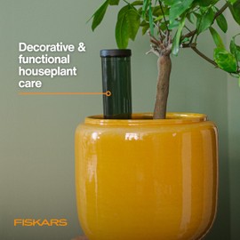 Fiskars LifeWell Watering Spike for Indoor Plants – Self-Watering Device with Transparent Reservoir, Porous Ceramic Cone, UV-Resistant & Recycled Plastic, 11.75 oz