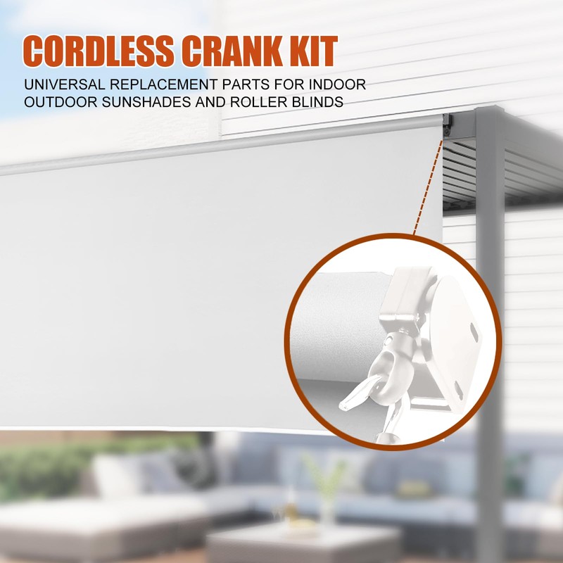 Sun Shade Replacement Parts, Cordless Crank Kit, Roller Blind mounting