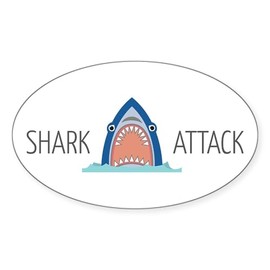 CafePress Shark Attack Sticker Oval Car Bumper Sticker