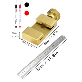 Brass Steel Ruler with Metal Stop, Metal Ruler, Ruler Stop Marking Gauge, Stainless Steel, Ruler Stop Marking Tool, Combination Square Carpenter's Square (Brass)