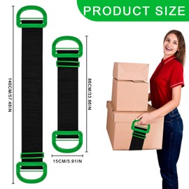 Trendecor Pack of 2 Moving Carrying Straps with Handles for 1 or 2 People, Adjustable Lifting Straps, Transport Strap for Carry Boxes, Moving Boxes, Furniture, Mattresses, Black