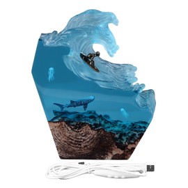 Desktop Sea Wave Decoration Delicate Resin Lamp Night Light for Bedroom Office Birthday Anniversary Gift 5V