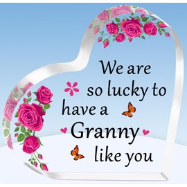 TTOVEN Granny Gifts Mothers Day Gifts Granny Birthday Gifts We Are So Lucky to have a Granny Like You Heart Shaped Acrylic