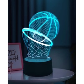 EleBikk Basketball Night Light for Children, Basketball 3D Night Light, 3D Illusion Lamp, 16 Colours Remote Control, Dimmable Vision Night Light, Surprise Gift for Children & Basketball Lovers