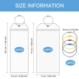 Pack of 8 Cruise Luggage Tags, Suitcase Tags, Waterproof PVC, 2 Sizes, Waterproof Suitcase Suitcase Tags, Transparent Suitcase Tags for Cruises, Cruise Address Tags for Suitcases Travel