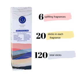 Incense Sticks Agarbatti Sabki - Pack of 6-120 sticks, Relaxation Spiritual Healing Stress Relief, Premium, Charcoal-free, Meditation Chakra Reiki Yoga Elements of Nature (Assorted)