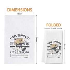 JTOUK More Espresso Less Depresso Kitchen Towel Mental Health Gift Motivational quote Gift for Latte Lover (More Espresso Towel EU)