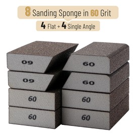 Bates- Sanding Sponge, 8 pcs, 60 Grit, Washable and Reusable, Sandpaper Block, Sanding Blocks for Wood, Sanding Pad, Drywall Sanding Block, Drywall Sanding Sponge
