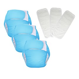 3 Pack Adult Cloth Diapers, Reusable Diaper Underwear, Washable, Elderly Care Protective Diaper, Adjustable Waist Circumference for Both Men and Women Blue