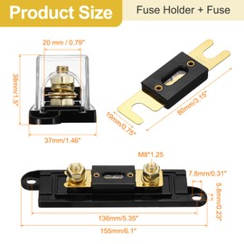 sourcing map 2 Set 350 A 32 V ANL Fuse Holder Kit 350 A Fuse 0/2/4/8 Gauge AWG Inline Fuse Block Fuse Box Automotive Fuse Block for Radio Audio Inverter Amplifier