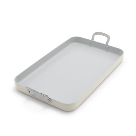 GreenPan x Bobby Flay 18" x 11" Double Burner Griddle Pan, Ceramic Nonstick PFAS-Free, Stainless Steel Handles, Stovetop Cooking, Dishwasher Safe, Oven & Broiler Safe Cookware, Cream