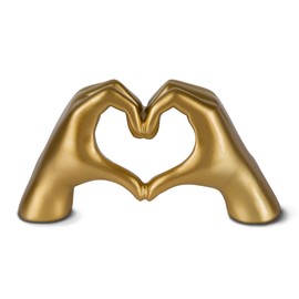 greafy Decorative Sculpture Hand and Heart for Living Room & Bedroom - Heart Shape Hand Statue Wedding Partner Mother Grandma Gold
