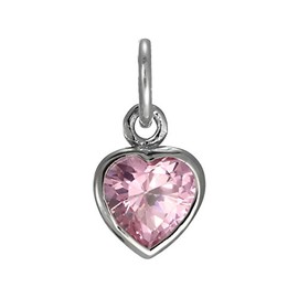 TheCharmWorks Sterling Silver Heart Charm Pendant with Pink Crystals | Sterling Silver Pink Heart Crystal Charm
