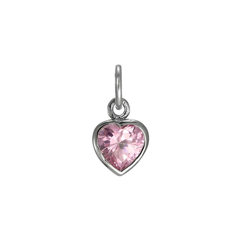 TheCharmWorks Sterling Silver Heart Charm Pendant with Pink Crystals |