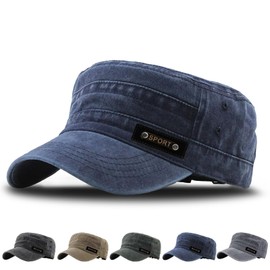 WENAUANG Military Cap, Unisex, Army Cap, Vintage Flat Top Caps, Distressed Look for Outdoor Sports and Can Provide Shade, for Men and Women, navy, 54-60