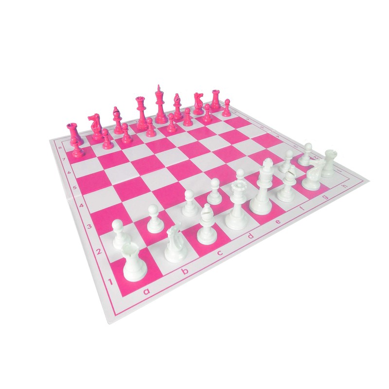 Chess Pieces Plastic King Size 97 mm pink/white