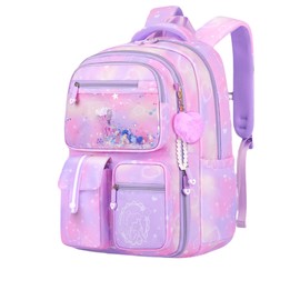 ZHANAO Girls Backpack with Bow Heart-shaped School Bag Lightweight Waterproof Bookbags with Multiple Pockets