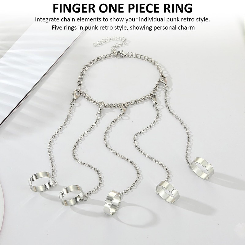 BEIBXHQQ 1 Piece Open Ring with Chain, Finger One Piece