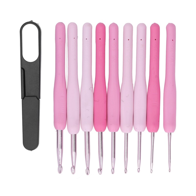 9Pcs Crochet Hooks Anti Slip Ergonomic Design Lightweight Portable Crochet