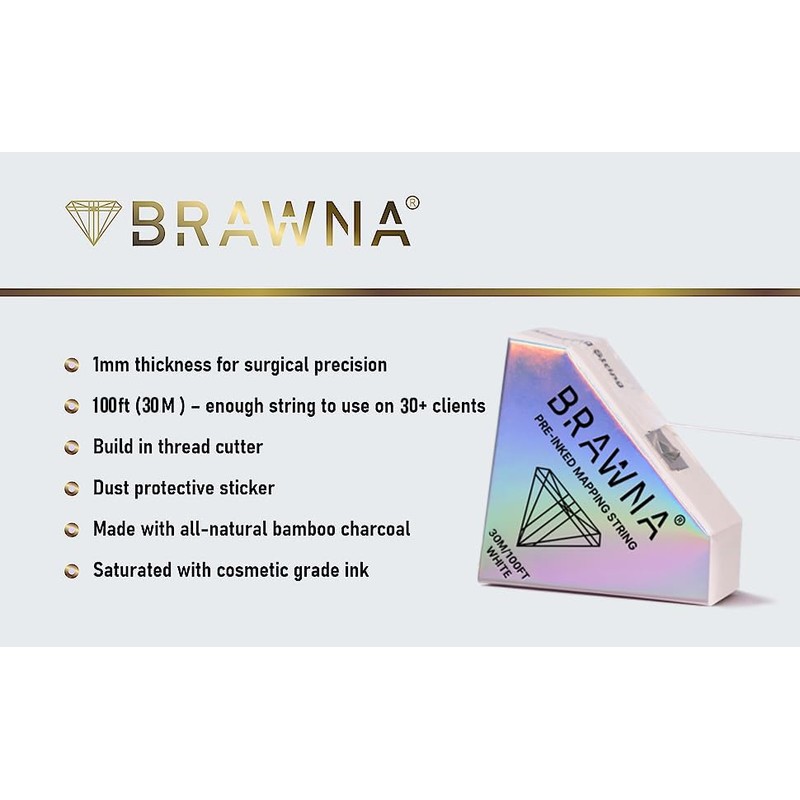 BRAWNA | Hilo blanco de Mapeo para Cejas, 30 Metros,