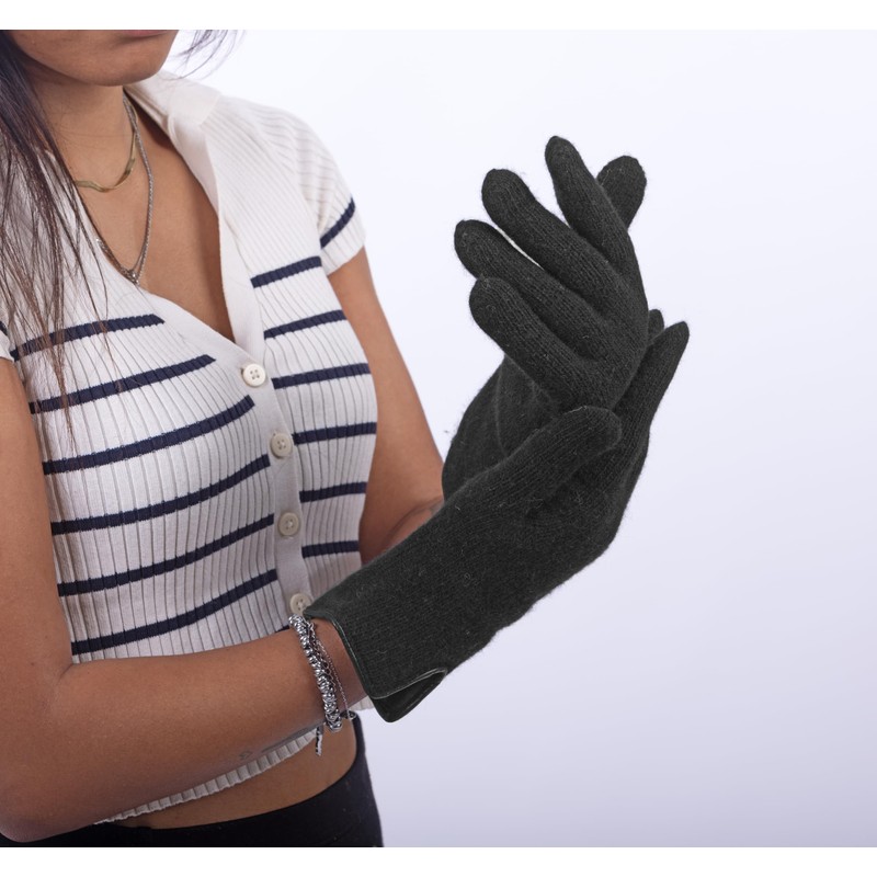 CLASSE77 - Wool Cashmere Gloves Lined with Leather Edging for