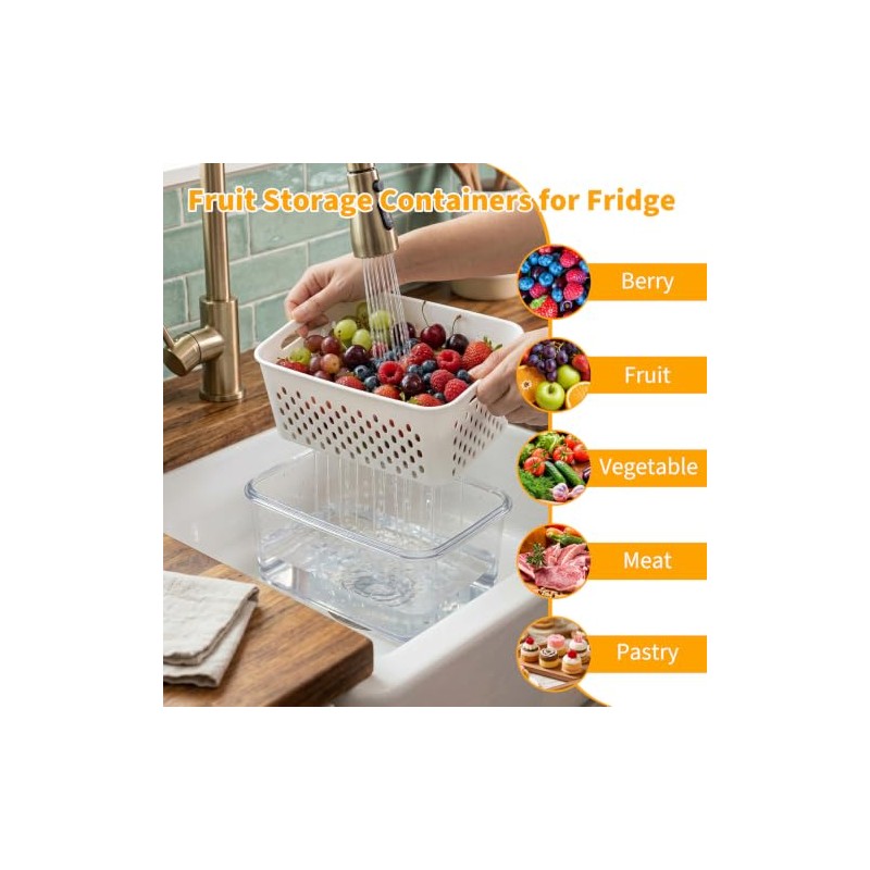 Runhike - Berry keeper Fruit Storage Containers for Fridge with