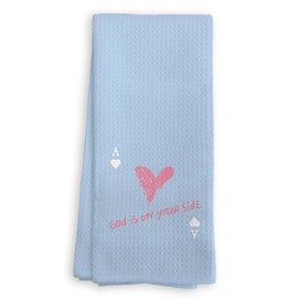Bnwepo Preppy Blue Ace of Hearts Poker Christian Kitchen Towels, Bible Verse Dish Tea Towels for Kitchen Decor, God is on Your Side Decorative Hand Towels for Bathroom, 16x24 Inches