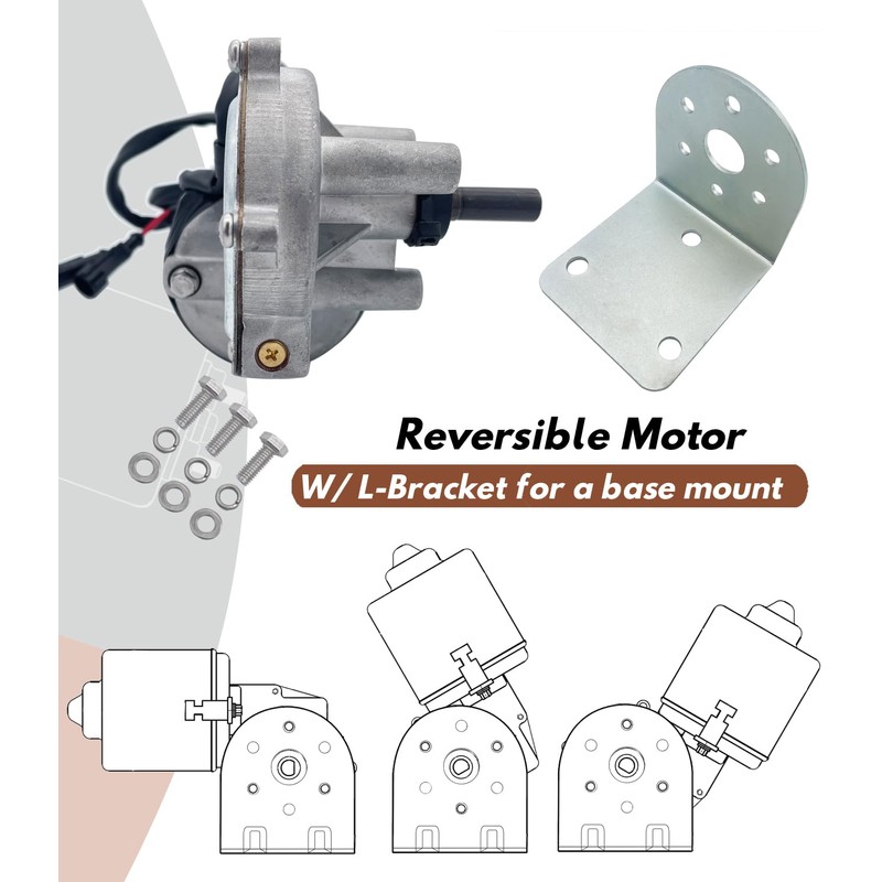 3/8" D Shaft 12V DC Reversible Electric Gear Motor 50
