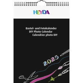 Heyda Craft and Photo Calendar Year-Bound (2025), 1 Sheet = 1 Month, A4, Black