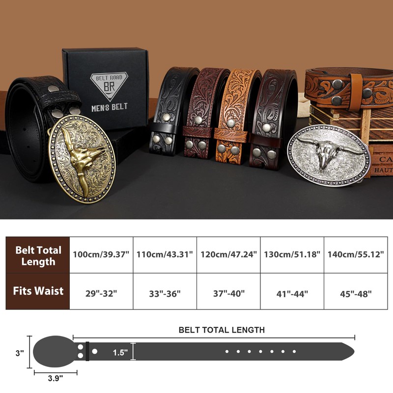 Western Leather Belt for Men Women Cowgirl Cowboy Belt Men