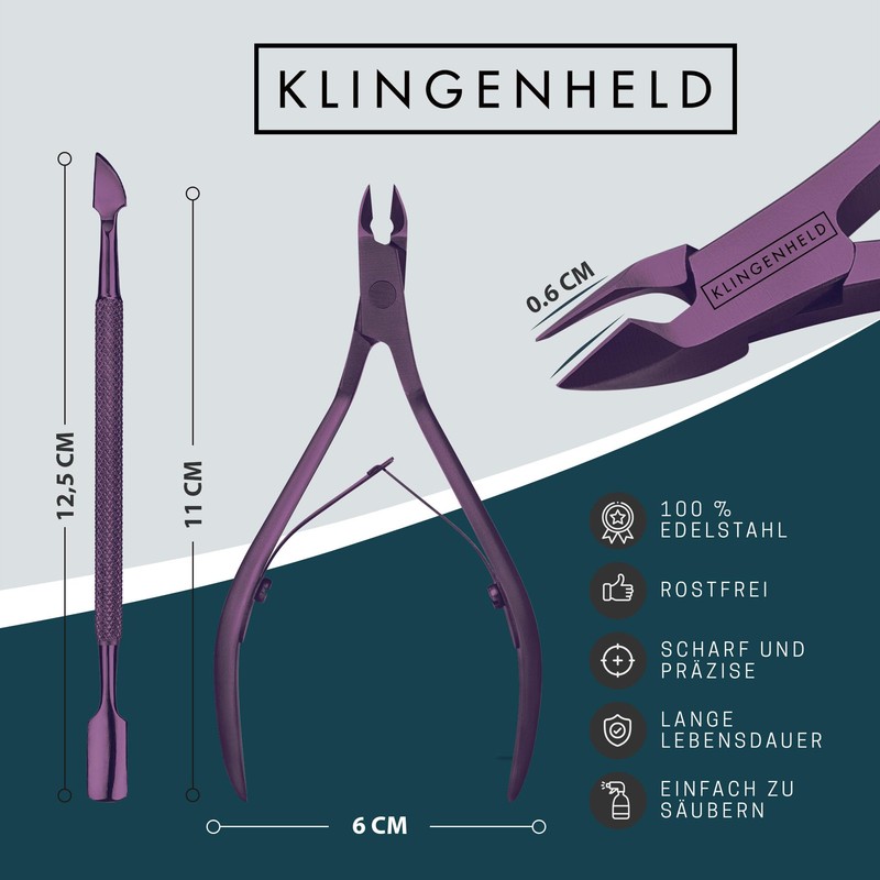 KLINGENHELD® Precise Cuticle Nippers with 1 Cuticle Pusher - Very