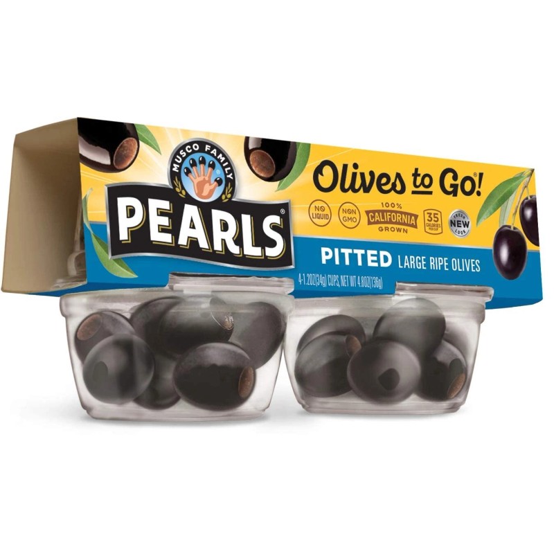 Pearls California Grown 16 Cups 1.2oz Pitted Black Olives Snack
