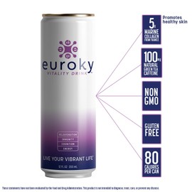 Euroky Vitality Drink, Wellness Beverage – Rejuvenation, Immunity, Cognition and Energy Support, 12 fl oz