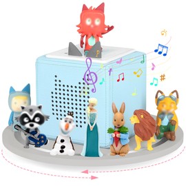RZYLKA 360° Round Turntable for Tonies Box Organizer Tonie Storage Shelf, Magnetic Floating Shelves for Toniebox, Tonies Characters, Display Collection 10~20 Characters (Gray)