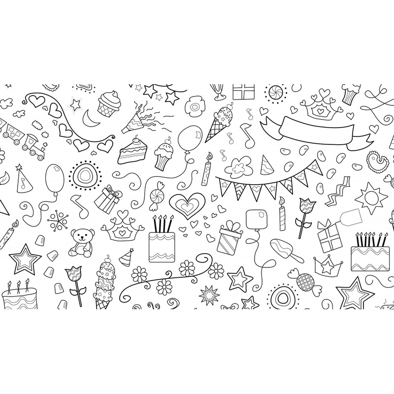 Birthday/Celebration Design – XL Rectangle Tablecloth 60”X102” - Interactive Coloring