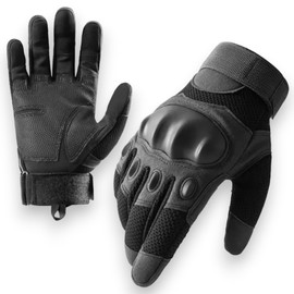 RATASK Heavy Duty Hard Knuckle Gloves, Paintball Airsoft Gloves, Hiking, Camping, motorcycling, Outdoor and Work Gloves, (Black, Large)